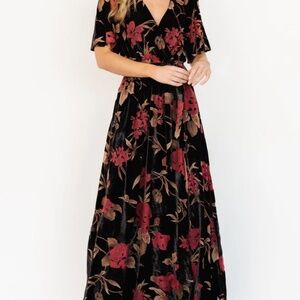 Baltic Born NWT Velvet Wrap Dress Maxi Uma Large Floral